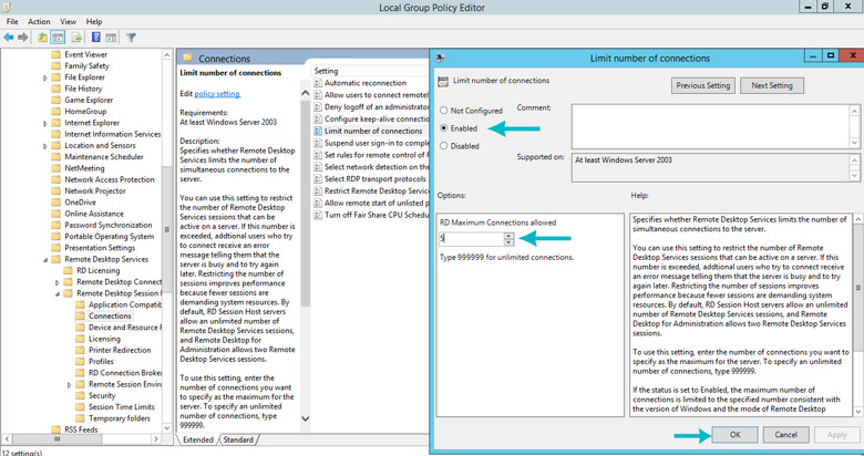 وصل شدن همزمان بیش از 2 کاربر به windows server 2012 r2